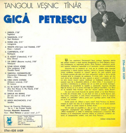 Gică Petrescu - Tangoul Veșnic Tînăr, (Disc Vinil) [1]