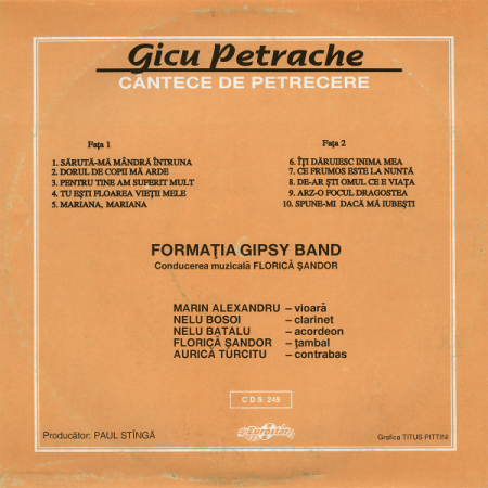 Gicu Petrache Și Formația Gipsy Band – Cântece De Petrecere (VINIL) [1]