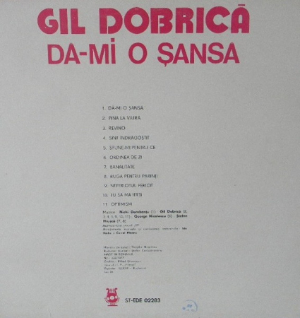 Gil Dobrică - Dă-mi O Șansă, (Disc Vinil) [1]