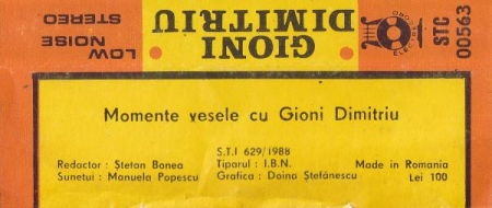 Gioni Dimitriu - Momente Vesele (Caseta Audio) [1]