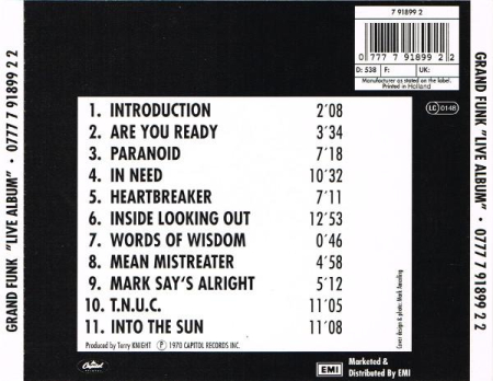 Grand Funk Railroad - Live Album (CD) [1]