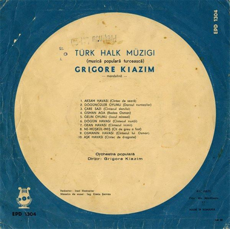 Grigore Kiazim - Muzică Populară Turcească, (Disc Vinil) [1]