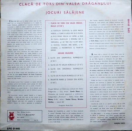 Grupul folcloric al Căminului cultural din Valea Drăganului - Cluj - Clacă De Tors Din Valea Drăganului / Jocuri Sălăjene, (Disc Vinil) [1]