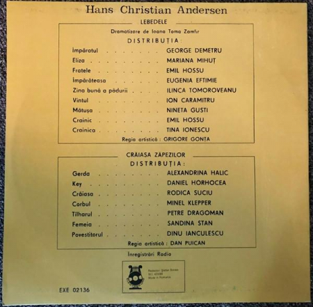 Hans Christian Andersen - Lebedele / Crăiasa Zăpezilor, (Disc Vinil) [1]