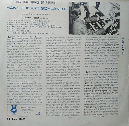 Hans-Eckart Schlandt - La Orga Bisericii Negre Din Brașov, (Disc Vinil) [1]