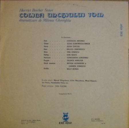 Harriet Beecher Stowe - Coliba Unchiului Tom, (Disc Vinil) [1]