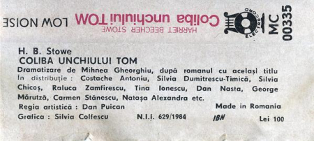 Harriet Beecher Stowe - Coliba Unchiului Tom (Caseta Audio) [1]