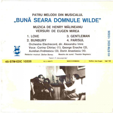 Henri Mălineanu - Bună Seara Domnule Wilde (7 Inch), (Disc Vinil) [1]
