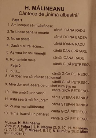 Henri Mălineanu - Cântece De Inimă Albastră, (Casetă Audio) [1]