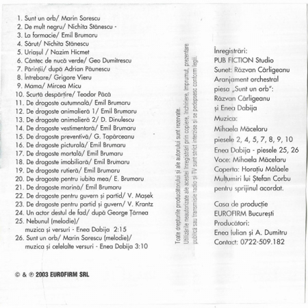 Horațiu Mălăele - Sunt Un Orb, (Casetă Audio) [1]