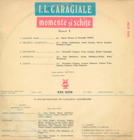 I.L. Caragiale* – Momente Și Schițe (Discul 2), (Disc Vinil) [1]