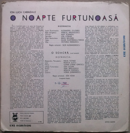 I. L. Caragiale* – O Noapte Furtunoasă, (Disc Vinil) [1]