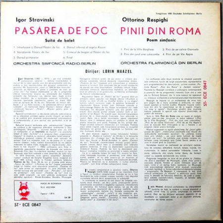 Igor Stravinsky - Pasărea De Foc / Pinii Din Roma, (Disc Vinil) [1]