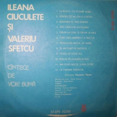 Ileana Ciuculete - Cîntece De Voie Bună, (Disc Vinil) [1]