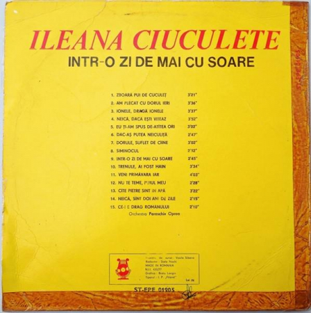 Ileana Ciuculete - Într-o Zi De Mai Cu Soare, (Disc Vinil) [1]