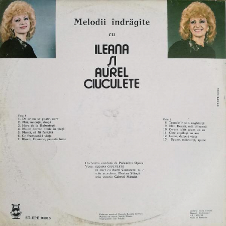 Ileana Ciuculete - Melodii Îndrăgite, (Disc Vinil) [1]