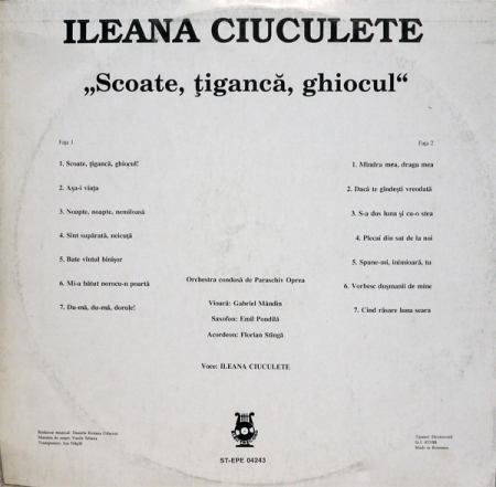 Ileana Ciuculete – Scoate, Țigancă, Ghiocul (VINIL) [1]