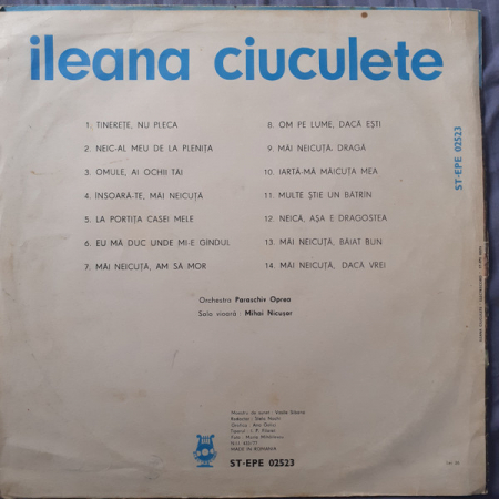 Ileana Ciuculete - Tinerețe, Nu Pleca, (Disc Vinil) [1]