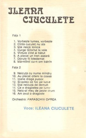 Ileana Ciuculete - Vorbește Lumea, Vorbește, (Casetă Audio) [1]