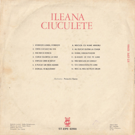 Ileana Ciuculete - Vorbește Lumea, Vorbește, (Disc Vinil) [1]