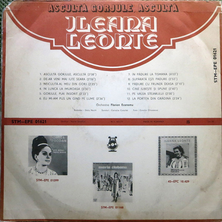 Ileana Leonte – Ascultă Gorjule, Ascultă, (Disc Vinil) [1]