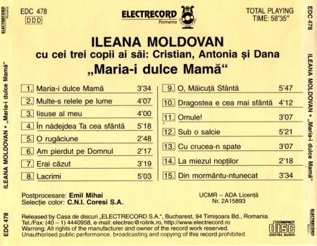 Ileana Moldovan cu Cei Trei Copii ai Sai - Maria-i Dulce Mama (CD) [2]