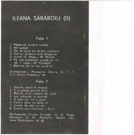 Ileana Sărăroiu - Din Cîntecele Ilenei Sărăroiu , (Casetă Audio) [1]