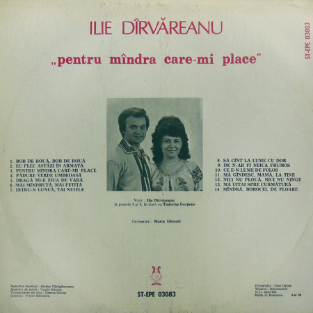 Ilie Dîrvăreanu - Pentru Mîndra Care-mi Place, (Disc Vinil) [1]