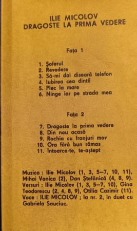 Ilie Micolov - Dragoste La Prima Vedere, (Casetă Audio) [1]