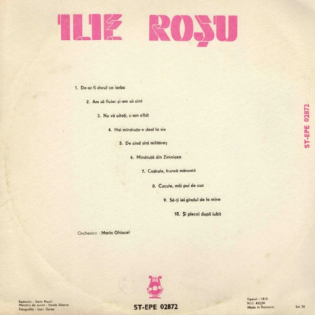 Ilie Roșu – De-ar Fi Dorul Ca Iarba (DISC VINIL) [1]