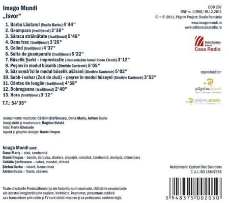 Imago Mundi – Isvor. Dimitrie Cantemir: Cartea Științei Muzicii Și Muzica Tradițională Românească (CD) [1]