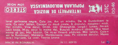 Interpreți De Muzică Populară Moldovenească  (Caseta Audio) [1]