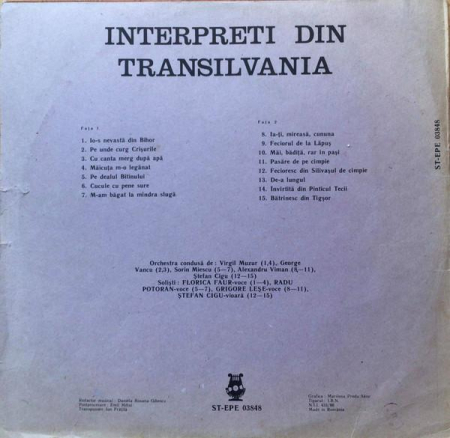 Interpreți Din Transilvania, (Disc Vinil) [1]