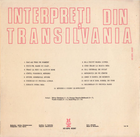 Interpreți din Transilvania (Disc Vinil) [1]