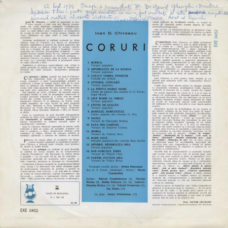 Ioan Dumitru Chirescu - Coruri, (Disc Vinil) [1]