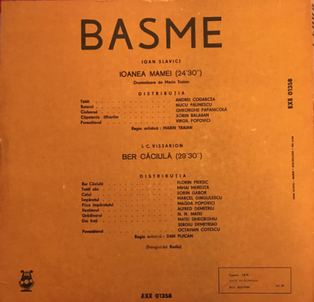 Ioan Slavici - Ioanea Mamei / Ber Căciulă, (Disc Vinil) [1]