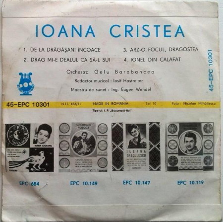 Ioana Cristea - De La Drăgășani Încoace (Disc Vinil) [1]