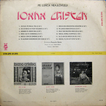 Ioana Cristea - Pe Lunca Neajlovului, (Disc Vinil) [1]