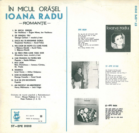 Ioana Radu - În Micul Orășel (Romanțe), (Disc Vinil) [1]