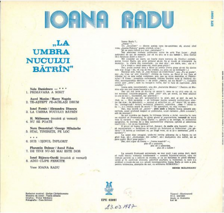 Ioana Radu - La Umbra Nucului Bătrîn, (Disc Vinil) [1]