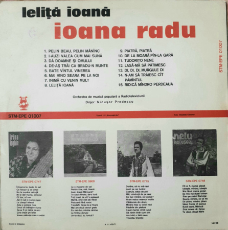 Ioana Radu – Leliță Ioană, (Disc Vinil) [1]