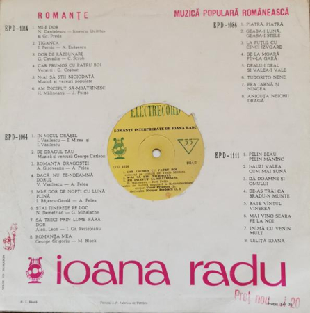 Ioana Radu - Romanțe Interpretate De Ioana Radu (Disc Vinil) [1]
