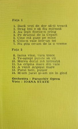 Ioana State - Pe Drumul De La Cepari, (Casetă Audio) [1]