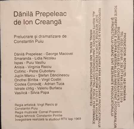Ion Creangă - Dănilă Prepeleac , (Casetă Audio) [1]