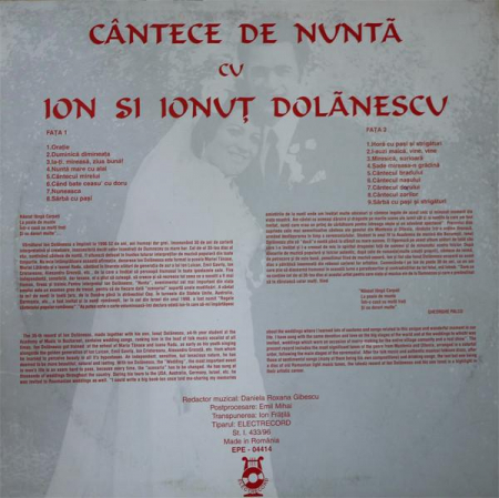 Ion Dolănescu - Cântece De Nuntă, (Disc Vinil) [1]