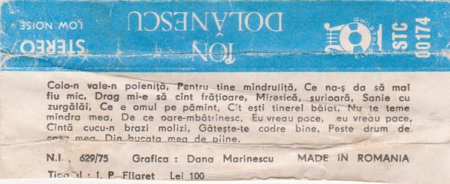 Ion Dolănescu - Eu Vreau Pace, Eu Vreau Pace (Caseta Audio) [1]