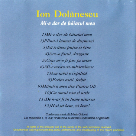 Ion Dolanescu - Mi-e dor de baiatul meu (CD) [1]