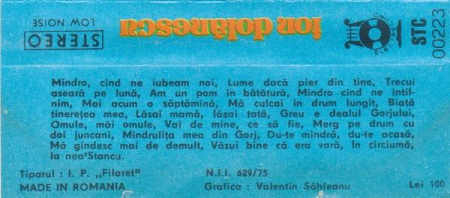 Ion Dolănescu - Mîndro, Cînd Ne Iubeam Noi, (Casetă Audio) [1]