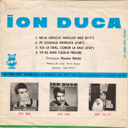 Ion Duca – Ne-ai Crescut Măicuța Mea (VINIL) [1]