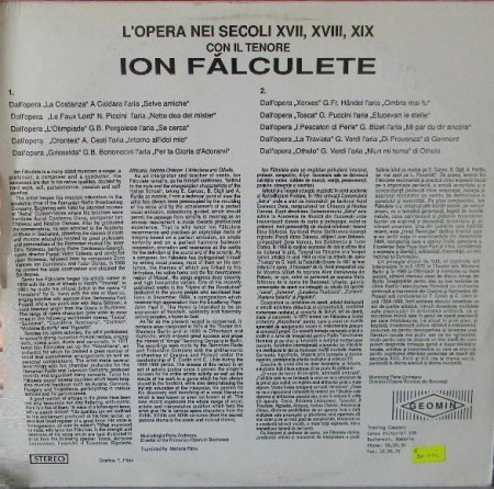 Ion Fălculete - Nel Mondo Dell'Opera Con Il Tenore Ion Fălculete, (Disc Vinil) [1]